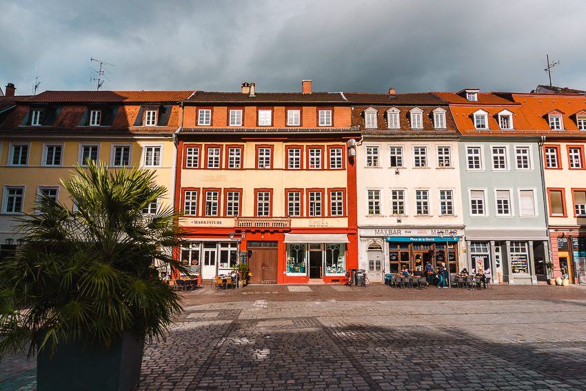 Colourful buildings around Marktplatz in Heidelberg, Germany