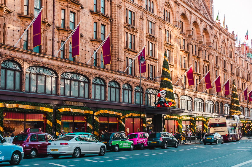 Harrods at Christmas in London, England